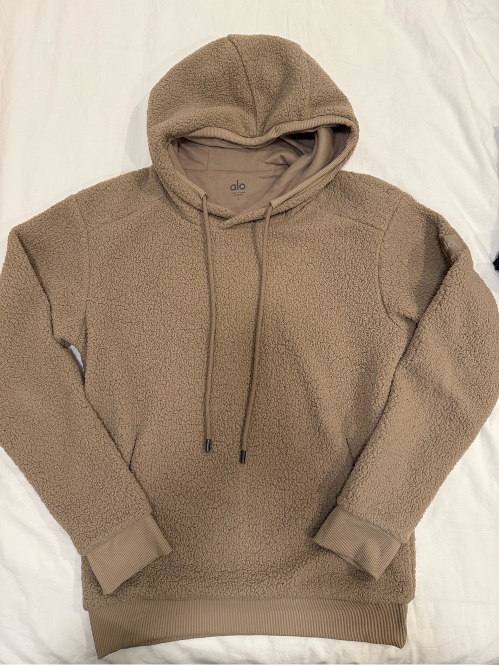 ALO Yoga Men’s Sherpa Hoodie in Taupe Brown